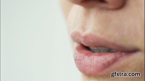 Woman talking closeup on mouth super slow motion shot at 240fps
