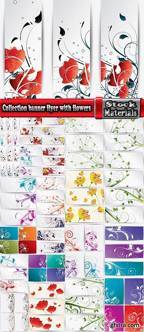 Collection banner flyer with flowers ornament decoration advertising cover 25 EPS
