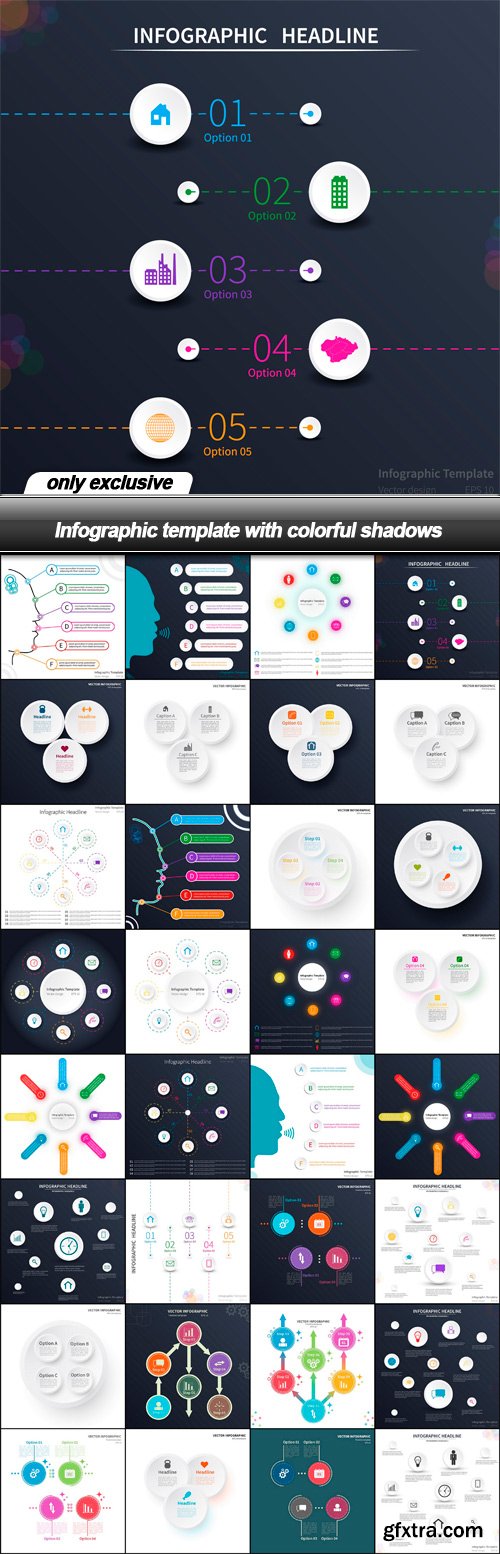 Infographic template with colorful shadows - 32 EPS