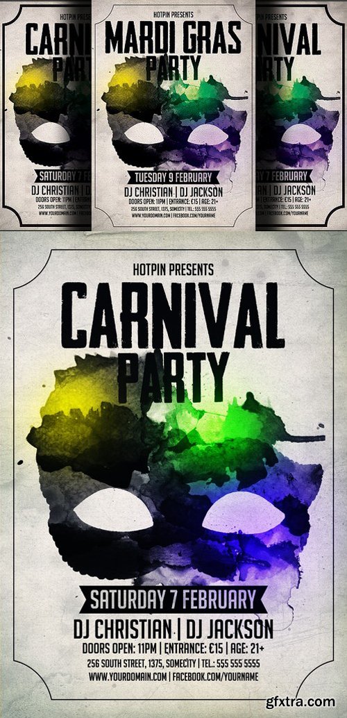 CM - Carnival & Mardi Gras Party Flyer 1238381