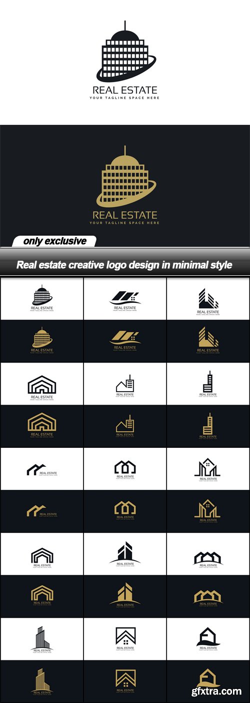 Real estate creative logo design in minimal style - 15 EPS