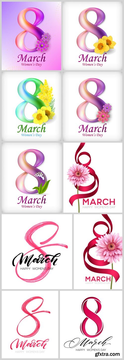 8 March Women\'s Day greeting card template 10X EPS