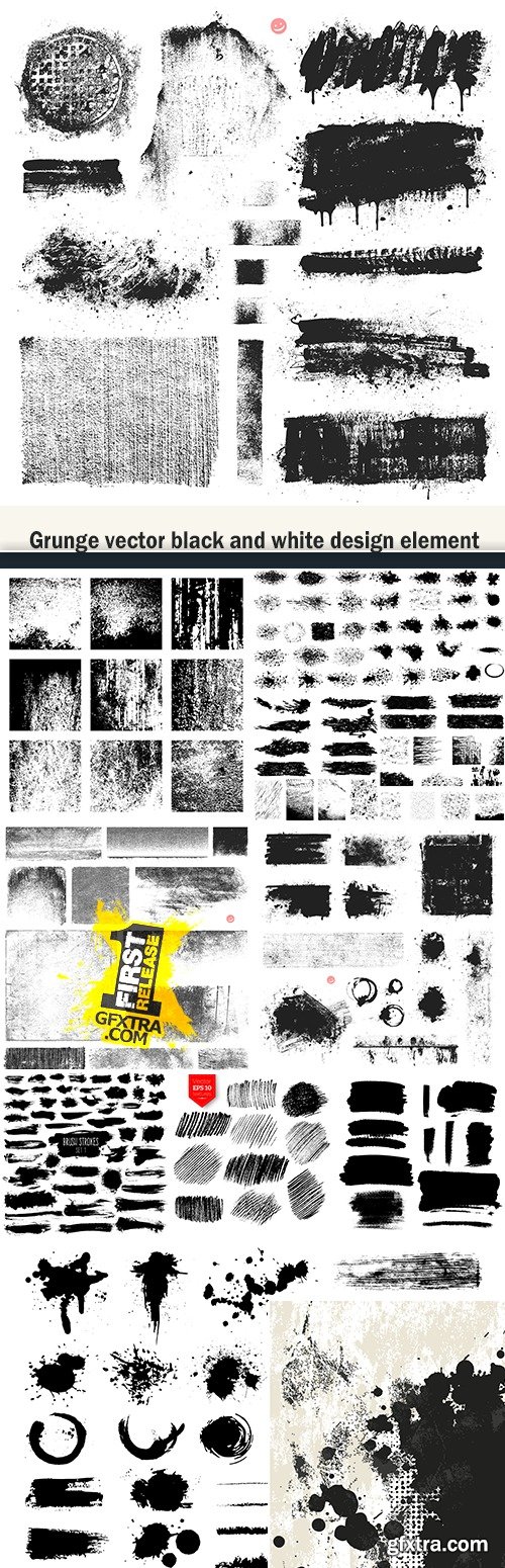 Grunge vector black and white design element