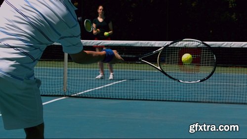Slow motion tenis forehand volley