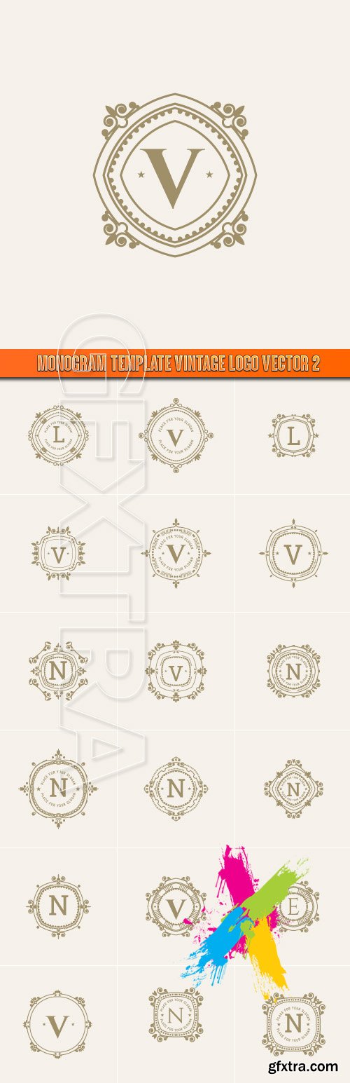 Monogram template vintage logo vector 2