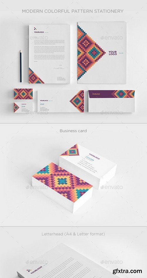 GraphicRiver - Modern Colorful Pattern Stationery 12335438