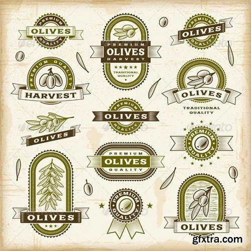GraphicRiver - Vintage Olive Labels Set 3802557