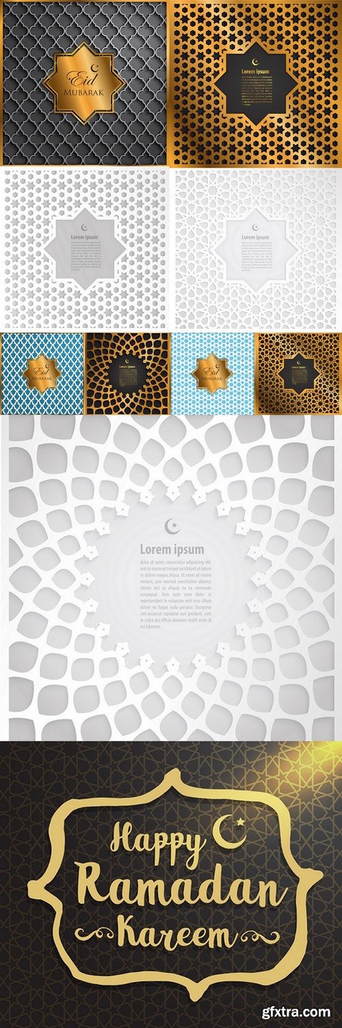 Gold label ramadan kareem greeting card