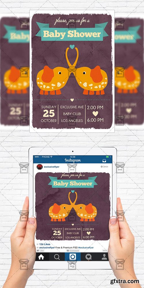 Baby Shower Vol 4 - Flyer Template+Instagram Size Flyer