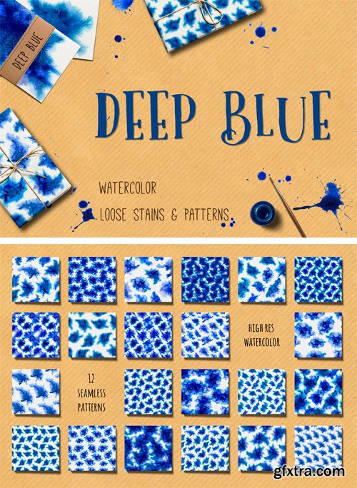 CM 1234998 - Deep Blue. Watercolor Patterns