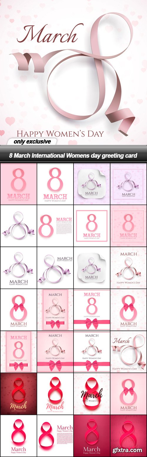 8 March International Womens day greeting card - 28 EPS