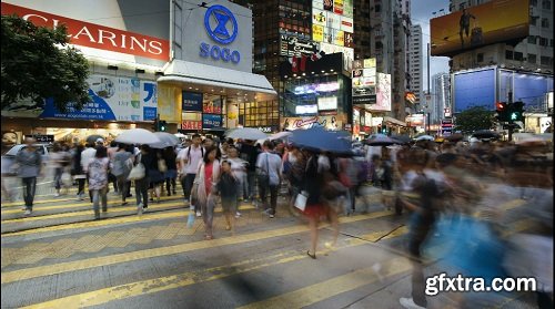 Pedestrians and traffic on hennessy road near times square wan chai hong kong