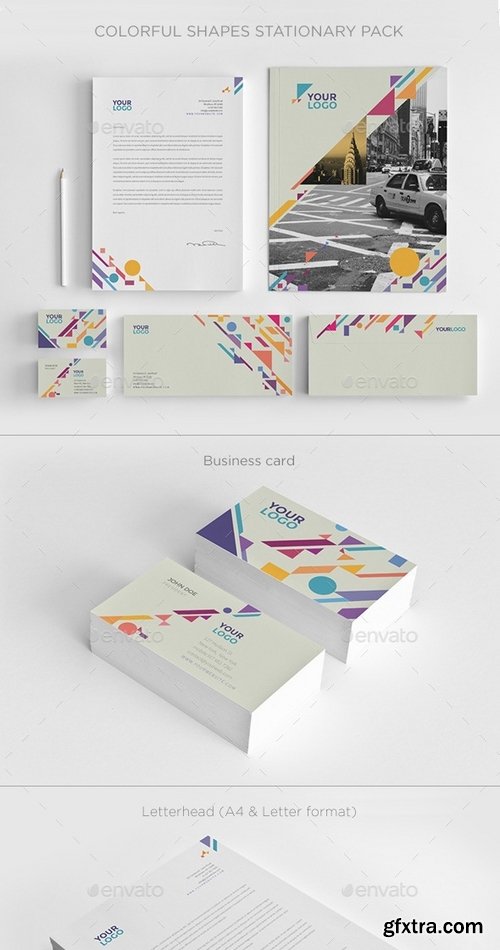 GraphicRiver - Colorful Shapes Stationery 9797975