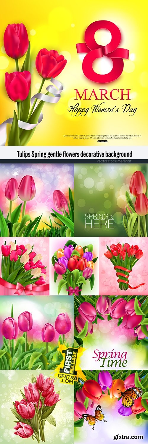 Tulips Spring gentle flowers decorative background
