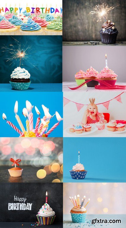 Birthday Cupcake - 10 x JPEGs