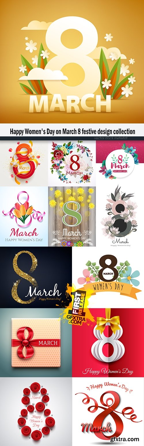 Happy Women\'s Day on March 8 festive design collection
