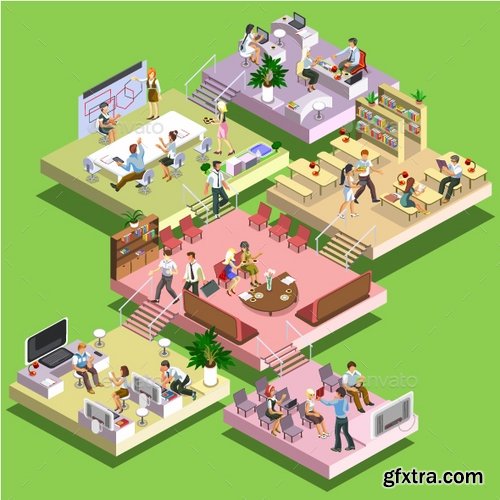 GraphicRiver - Isometric Office Center 17809628