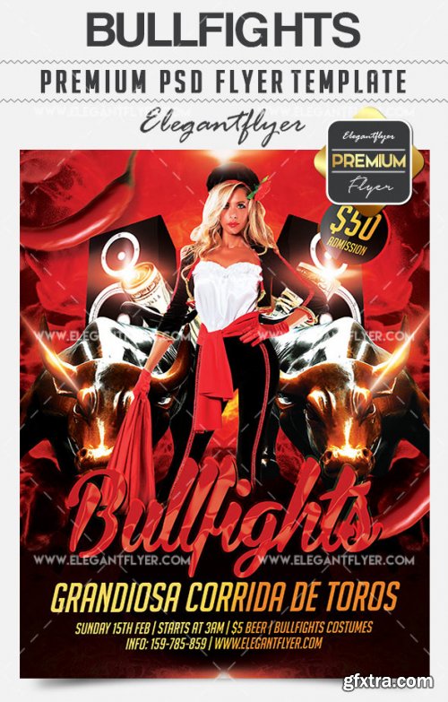 Bullfights Flyer PSD V14 Template + Facebook Cover