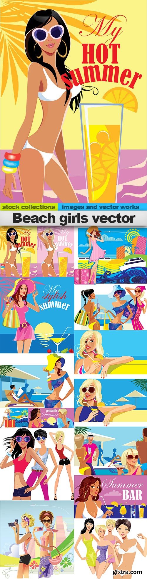 Beach girls vector, 15 x EPS