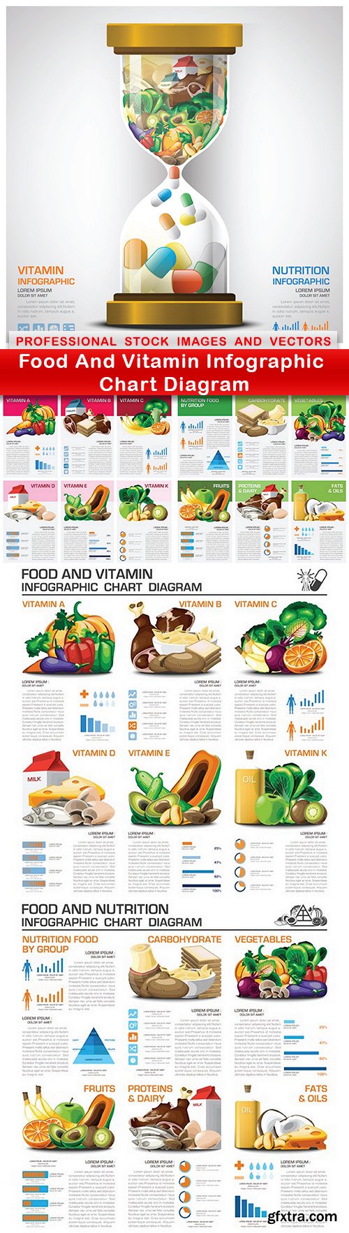 Food And Vitamin Infographic Chart Diagram - 5 EPS
