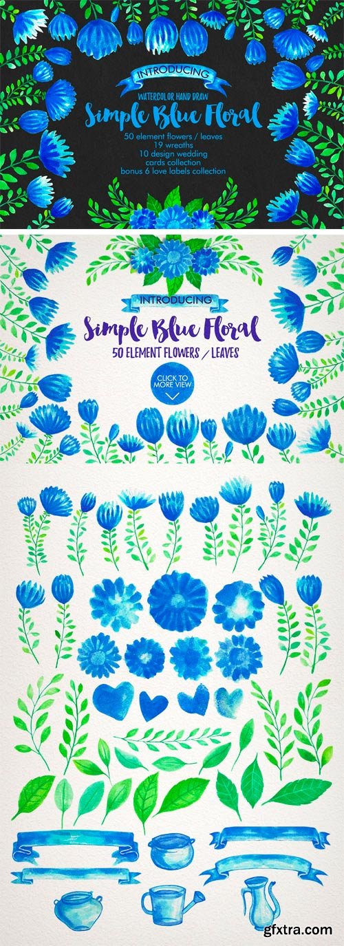 CM 1201608 - Watercolor Simple Blue Floral