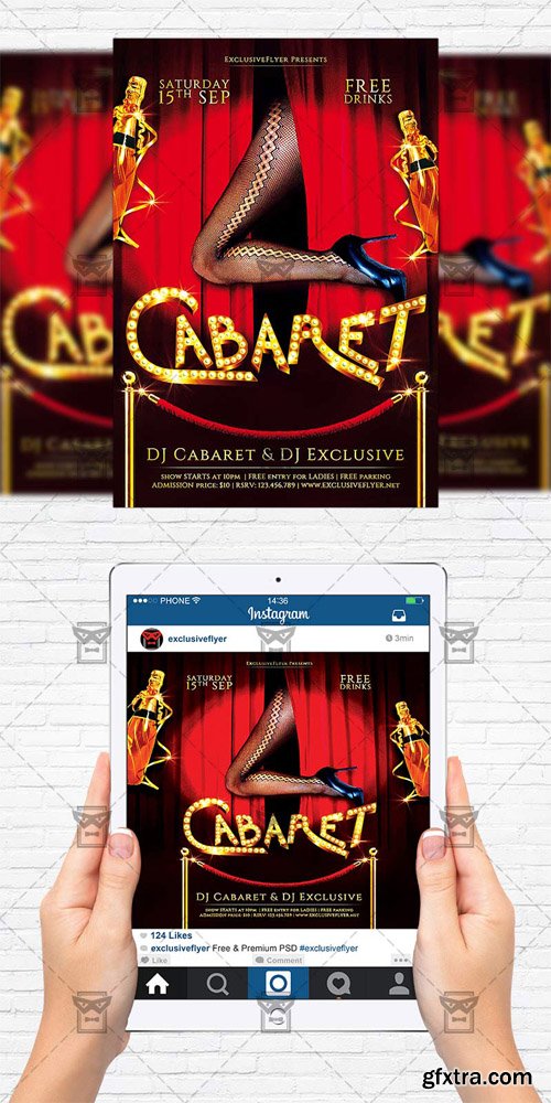 Cabaret Night - Flyer Template + Instagram Size Flyer