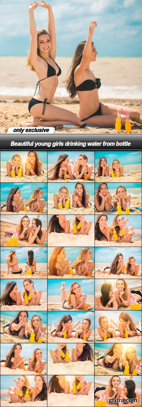 Beautiful young girls drinking water from bottle - 25 UHQ JPEG