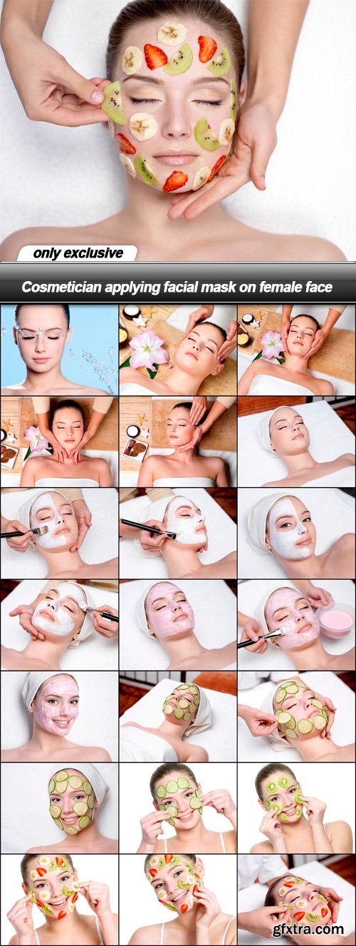 Cosmetician applying facial mask on female face - 22 UHQ JPEG
