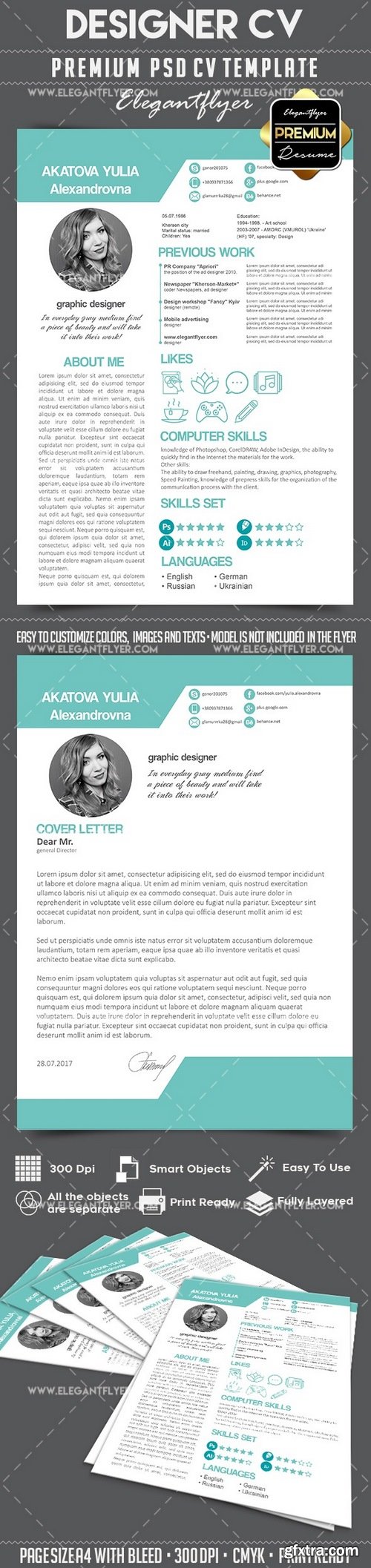 CV – Premium CV and Cover Letter PSD Template