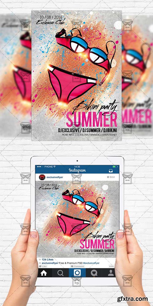 Bikini Summer Party - Flyer Template + Instagram Size Flyer