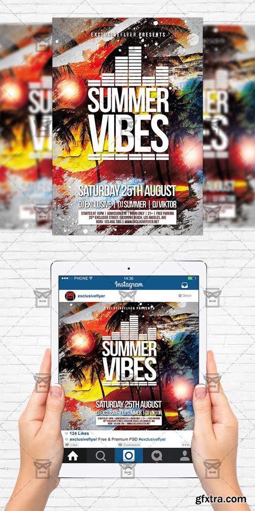 Summer Vibes - Flyer Template + Instagram Size Flyer