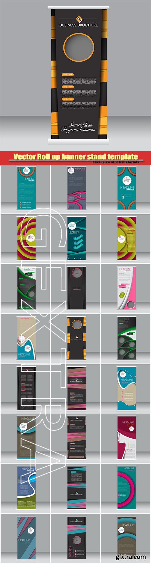 Vector Roll Up Banner, Stand Template, Abstract Background for Design, Business, Education, Advertisement #5, 25xEPS