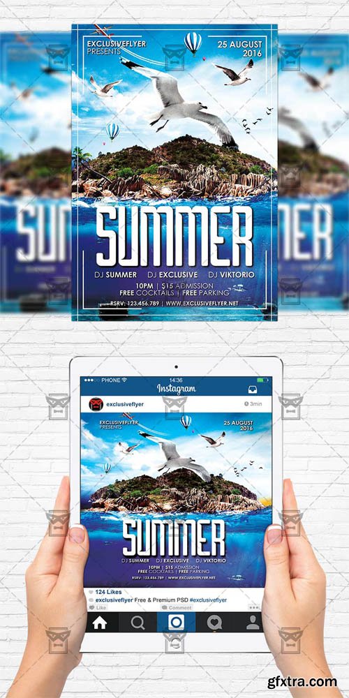 Summer - Flyer Template + Instagram Size Flyer