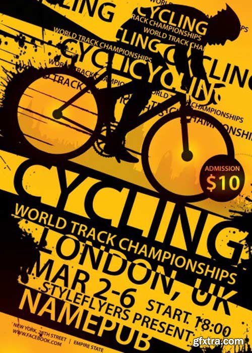 Cycling. World Track Championships PSD Flyer Template with Facebook Cover