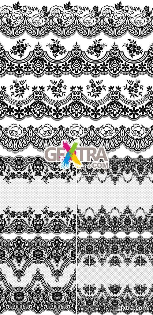 Black Lace Borders & Backgrounds Vector