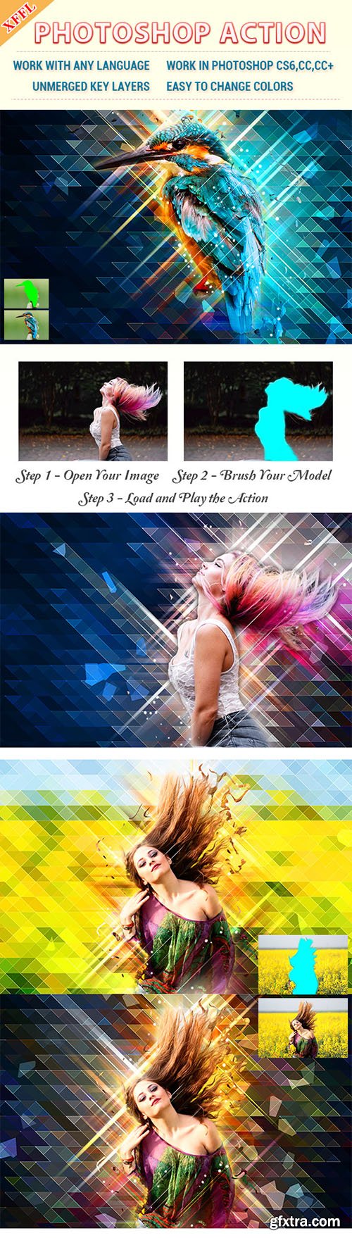 Graphicriver Low Poly Art Photoshop Action 19524549