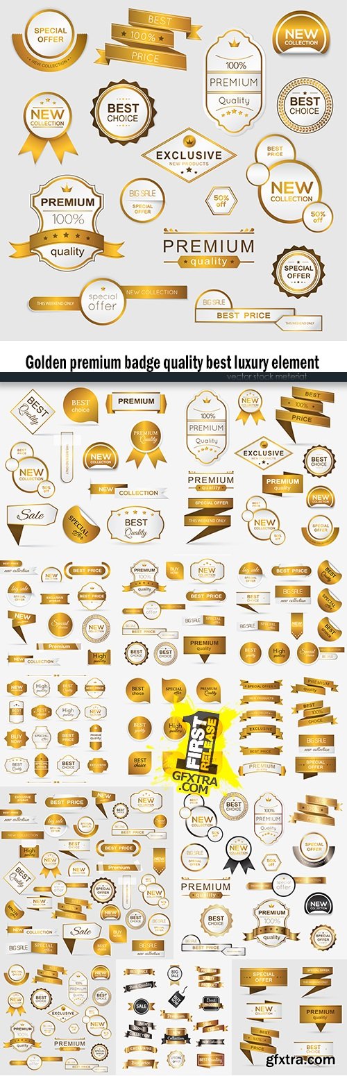 Golden premium badge quality best luxury element