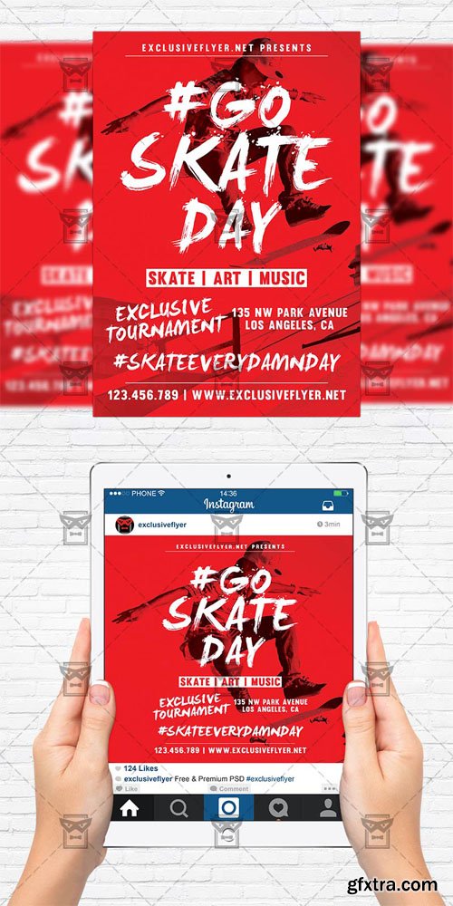 Go Skate - Flyer Template + Instagram Size Flyer