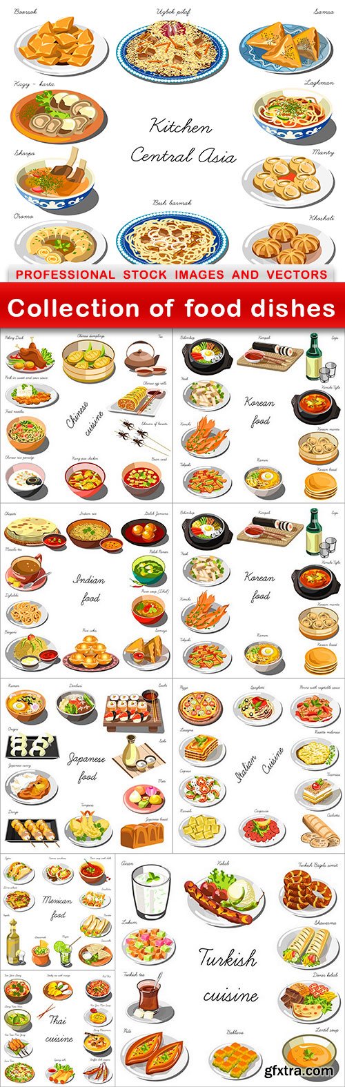 Collection of food dishes - 10 EPS