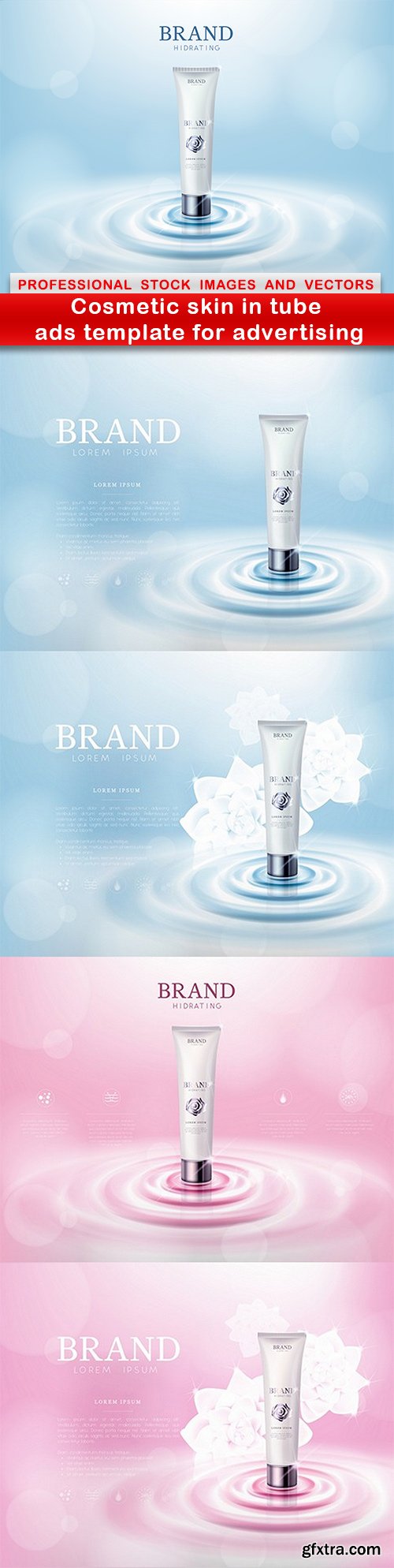 Cosmetic skin in tube ads template for advertising - 5 EPS