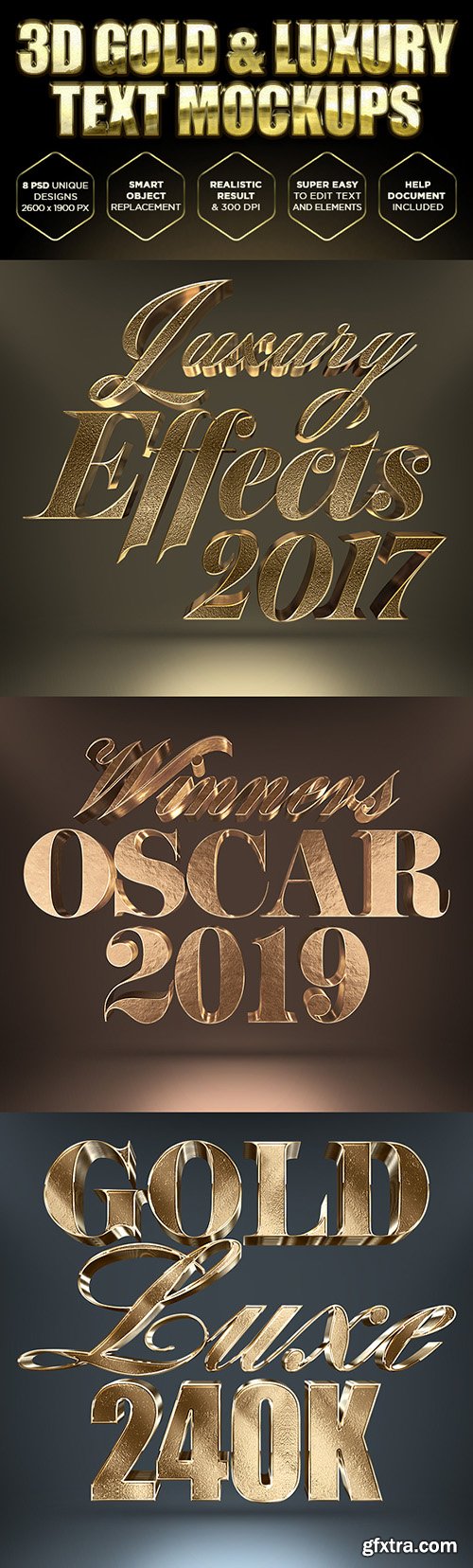 Graphicriver 3D Gold Text Mockups 19531284