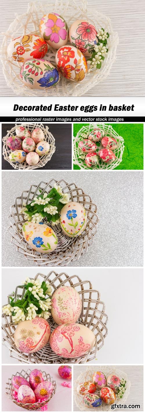 Decorated Easter eggs in basket - 6 UHQ JPEG