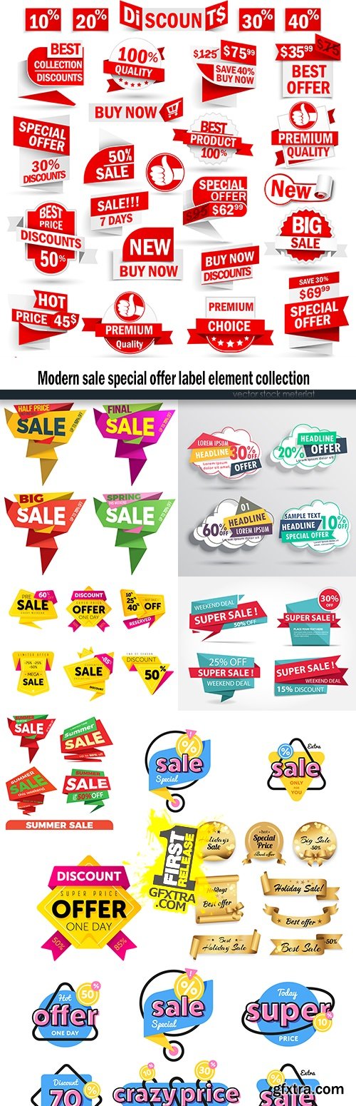 Modern sale special offer label element collection