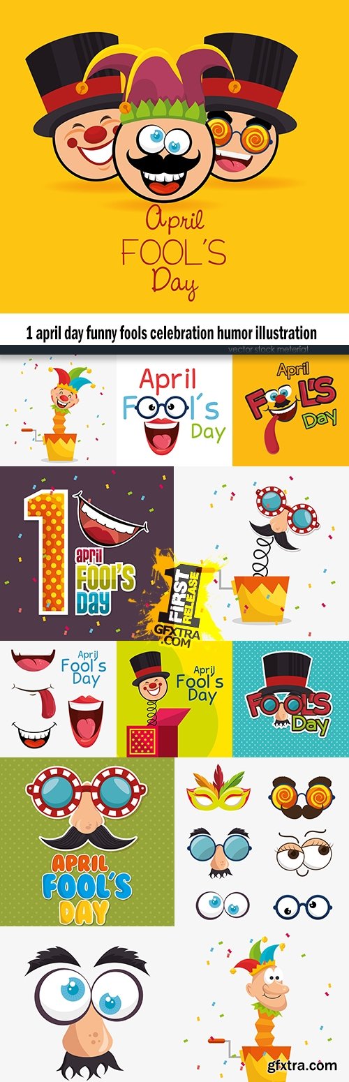 1 April day funny fools celebration humor illustration