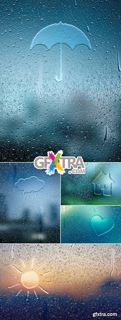 Stock Photo - Water Drops Foaming - Weather Concept