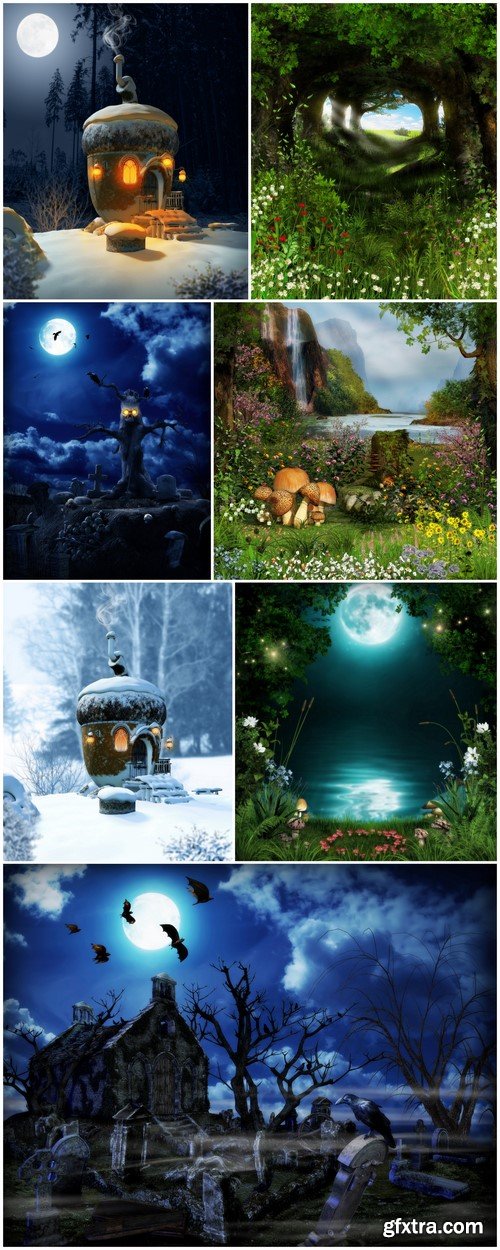 Fairytale house Enchanted garden 7X JPEG
