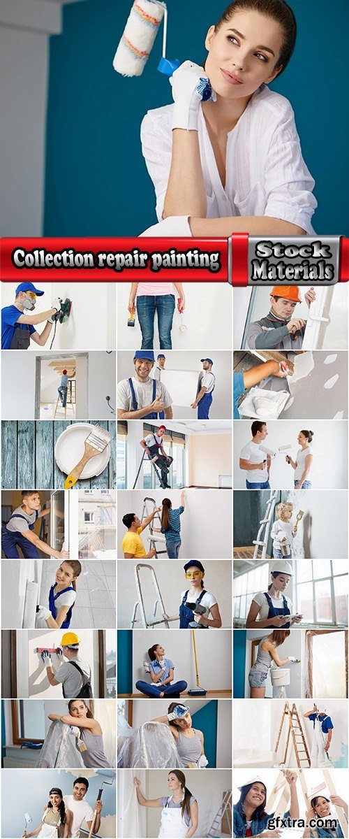 Collection repair painting the walls facing the roller brush paint 25 HQ Jpeg