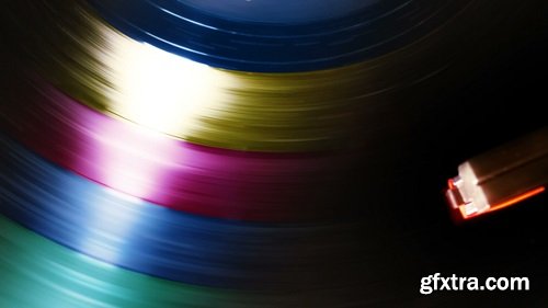 Spinning colorful record player