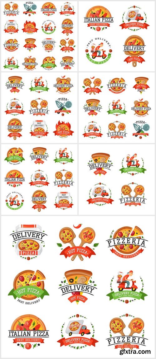 Delivery pizza badge vector illustration 7X EPS