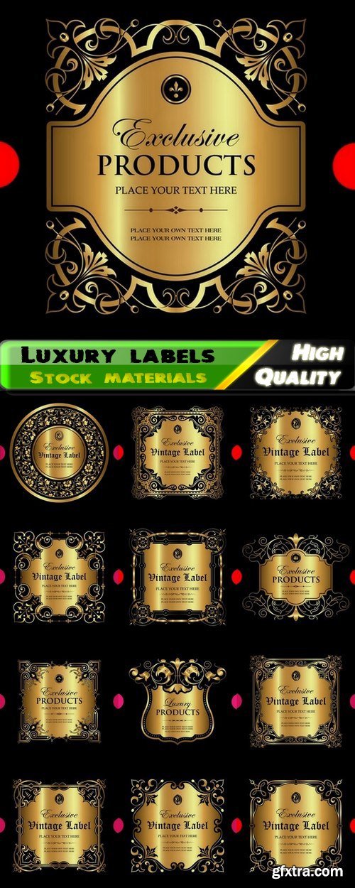 Luxury Ornamental Label with Vintage Royal Gold Rrame 13xEPS